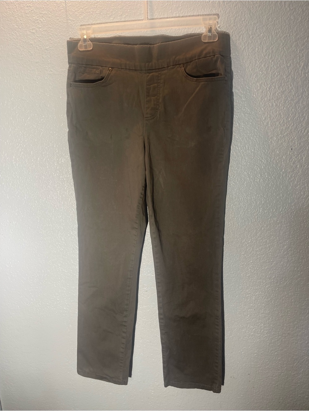 Gloria Vanderbilt Olive Gray Slim Straight Pants